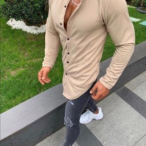 Casual simple pure color single breasted t- shirt